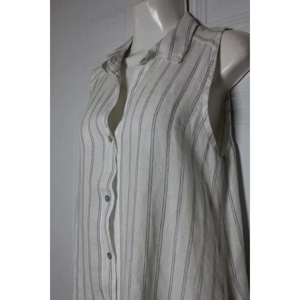 Rosemarie Italy Linen Shirt Dress Relaxed Striped Sardinia Effortless Size Small - Picture 9 of 13